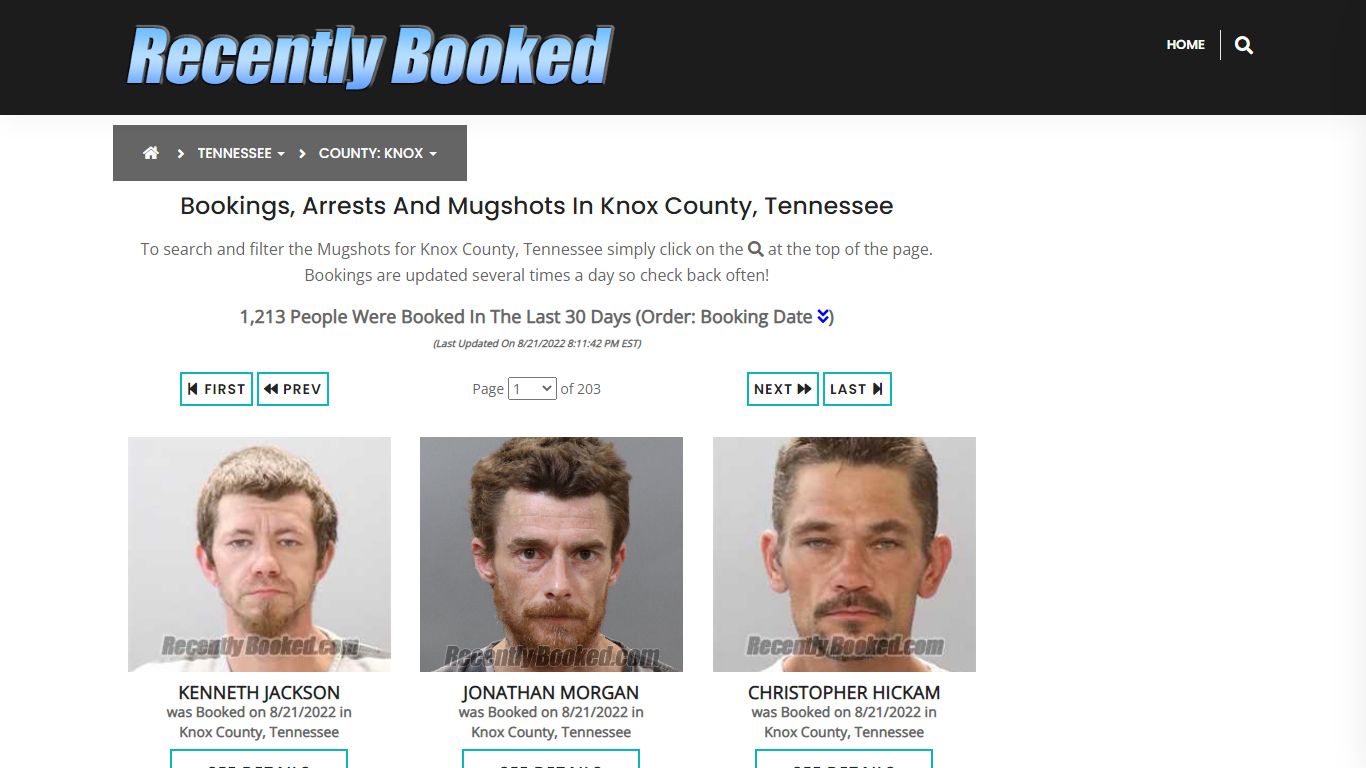 Recent bookings, Arrests, Mugshots in Knox County, Tennessee